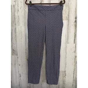 Talbots Womens Chatham Ankle Pants‎ Size 6 (30x25.5) Navy Blue Dot Ankle Slit